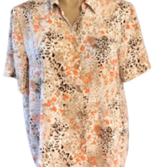Southern Lady Size 18W Top Cream, Brown, Orange - Picture 1 of 5